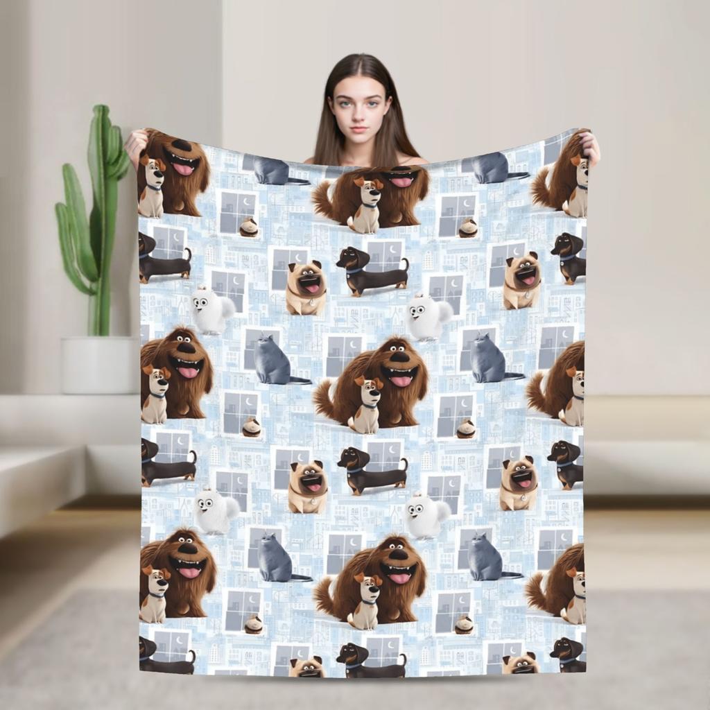 The Secret Life of Pets Flannel Blanket Warm Soft Throw Blanket for Home Decor Travel Funny Bedspread Sofa Bed Cover