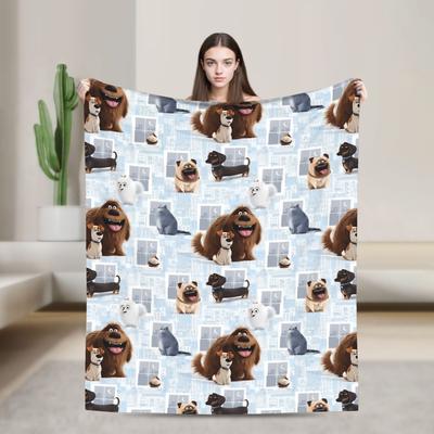 Soft Blanket Travel The Secret Life of Pets Dog Throw Blanket  Flannel Bedspread For Couch Chair Street Trend Sofa Bed Cover