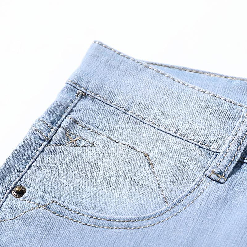 Men's Light Blue Casual Elastic Denim Shorts