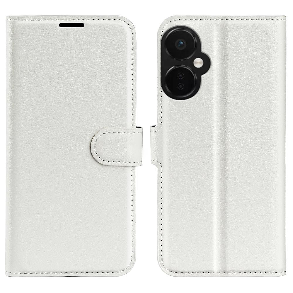 

For OnePlus Nord CE 3 Lite 5G/Nord N30 5G Litchi Texture Leather Phone Stand Wallet Cover Anti-Dust Flip Case White