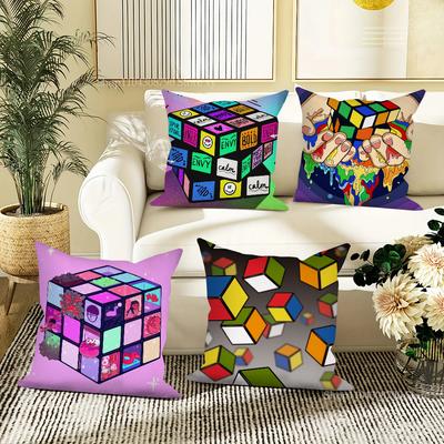 Rubiks Cube Pillow Case Square Pillow Bedroom Sofa Leisure Comfort Cushion Car Living Room Home Decoration 40X40