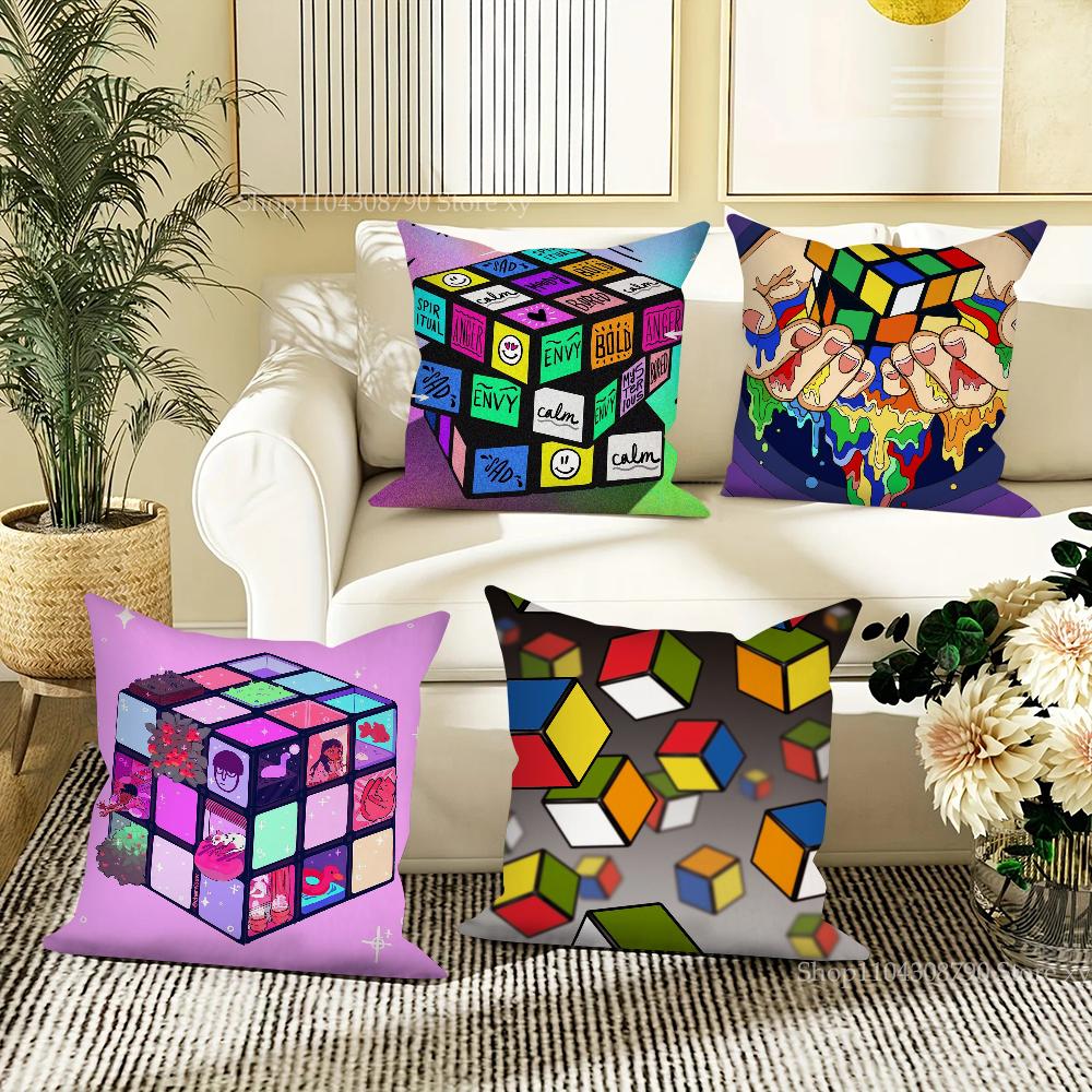 Rubiks Cube Pillow Case Square Pillow Bedroom Sofa Leisure Comfort Cushion Car Living Room Home Decoration 40X40