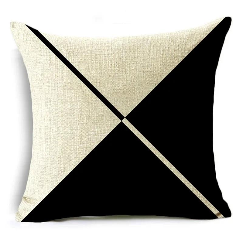 Poszewka na poduszkę Czarno-biała Prosty design Geometryczne szycie Pokrowiec na poduszkę do sofy, biura, na drzemkę 40*40cm/45*45cm/50*50cm