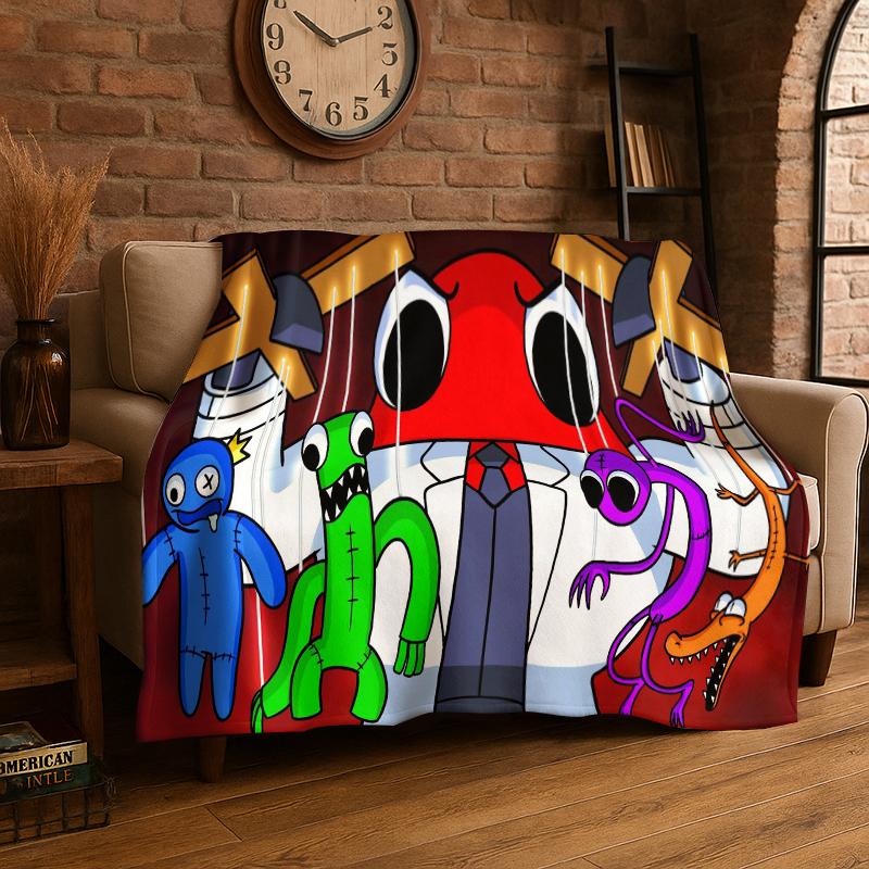 

3D R-Rainbows Friends Cartoon Game Flannel Blanket Soft Warm Throw Blanket for Bedroom Living Room Bed Travel Camping Picnic 75x90cm