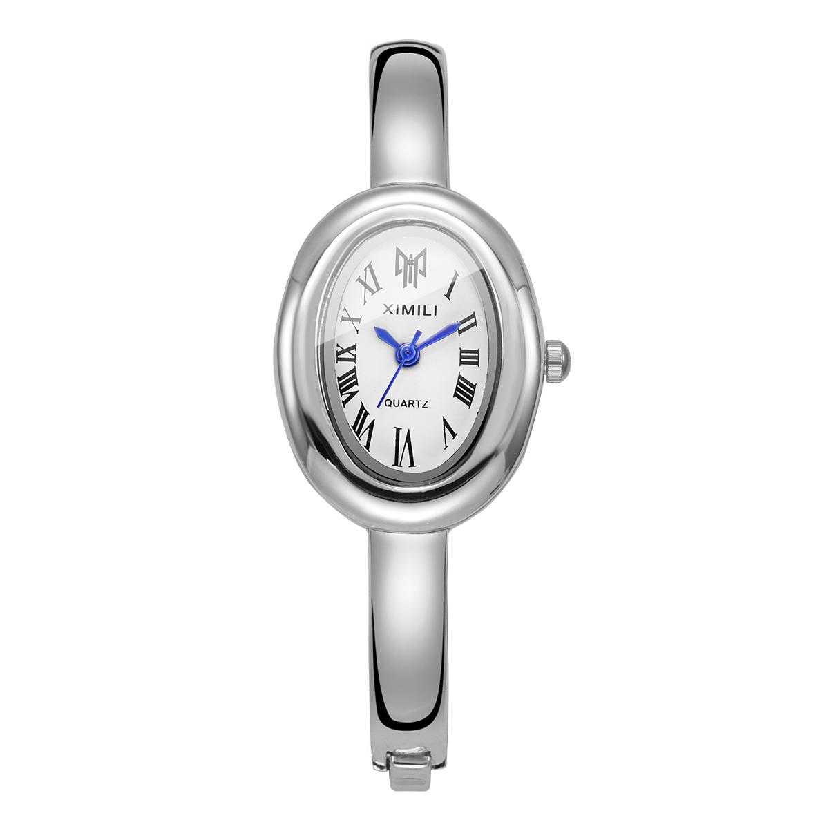 

Elegant Oval Roma Dial Women Quartz Watch Fashion Bracelet Strap Ladies Wristwatch Reloj Mujer Girls Clock Gift срібні білого кольору