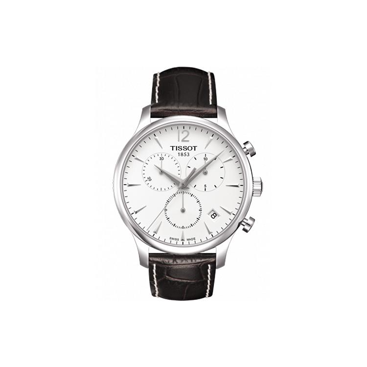 Tissot Junya Kollektion Quarzwerk Herrenuhren Uhr 42mm Weißes Zifferblatt Edelstahlgehäuse Lederarmband T063.617.16.037.00