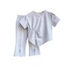 Girls' Summer Short-Sleeve Top & Casual Long Pants Set