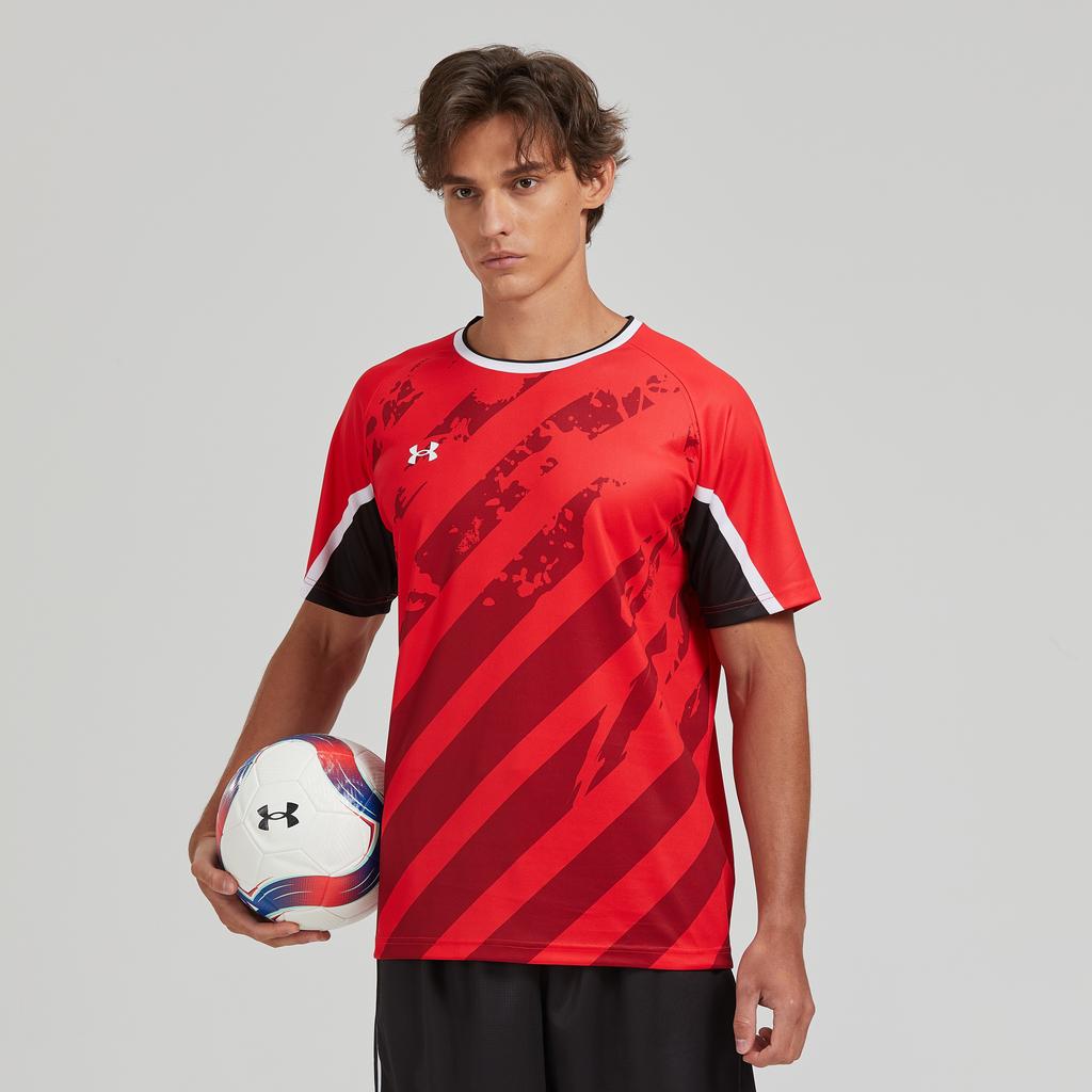 Under Armour Minimalistisches Logo-Print T-Shirt für den täglichen Gebrauch, Laufen, Fitness, Radfahren, Unisex-Oberteile, Rot 24500504-600