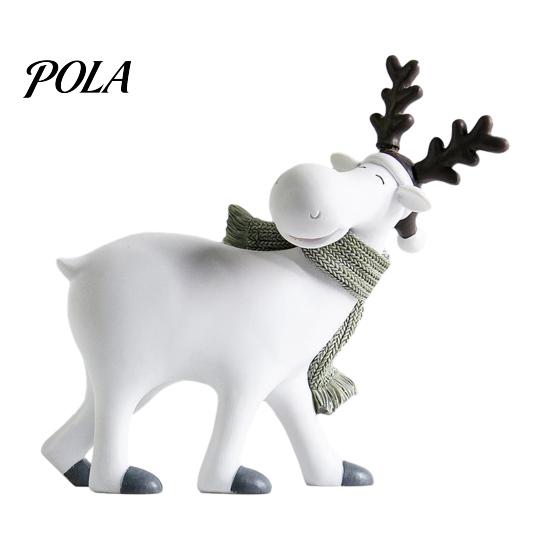 Modern Home Tabletop Accents Nordic Minimalist Resin Reindeer Figurine with Knitted Scarf, Cute Healing Deer Statue, Matte White Whimsical Animal