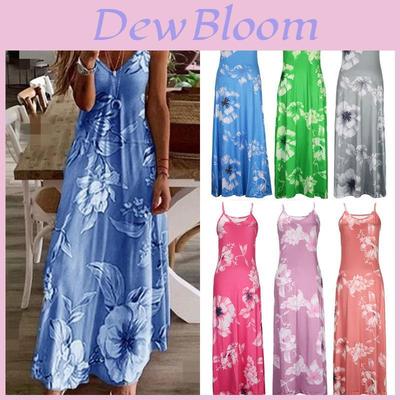 Women's Oversized Floral Printed Sleeveless Maxi Dress For Summer Holidays