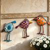Yousheng 3Pcs Wooden Birds Wall Art Decor, Colorful Bird Wall Hangings, Funny Bird Wall Sculpture with Polka Dot Star Pattern Leaf Design for
