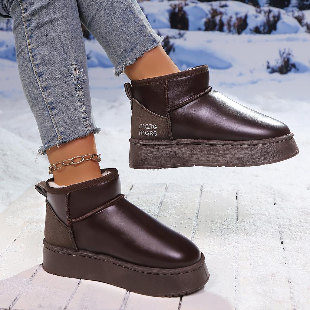 Fashion New Winter Fashion Thick-soled Snow Boots Flat-soled Plus Velvet Cuff Cotton Shoes Comfortable Mid-calf Casual Women's Boots