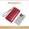 Women's Large Capacity Genuine Leather Wallet Clutch with Zipper Card Holder & Wrist Strap - Fashionable & Casual Style