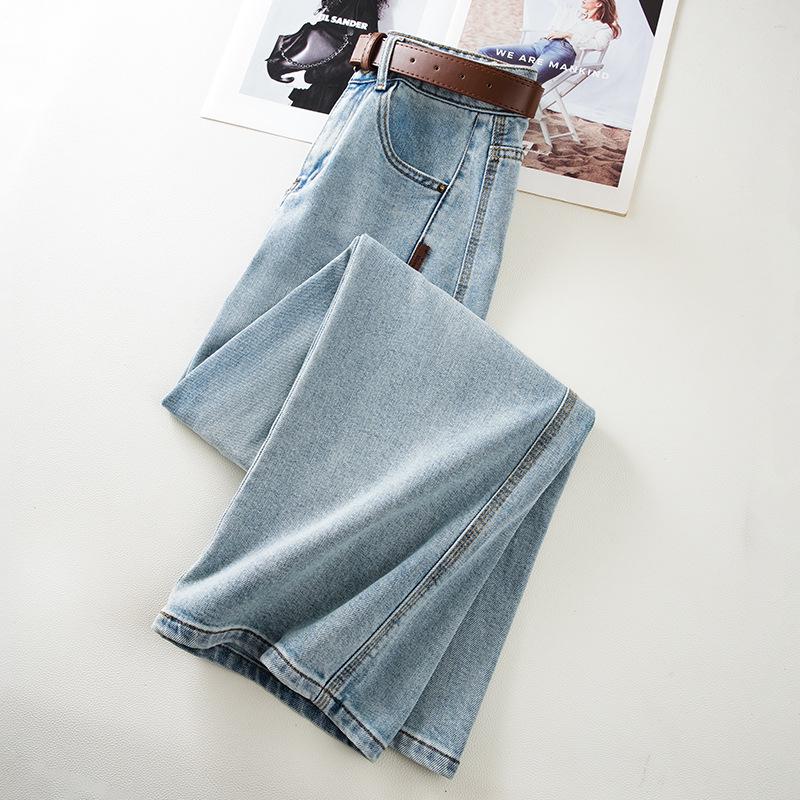 Women's Light Blue Retro Wide-Leg High-Waisted Jeans - 2025 Spring/Autumn Collection