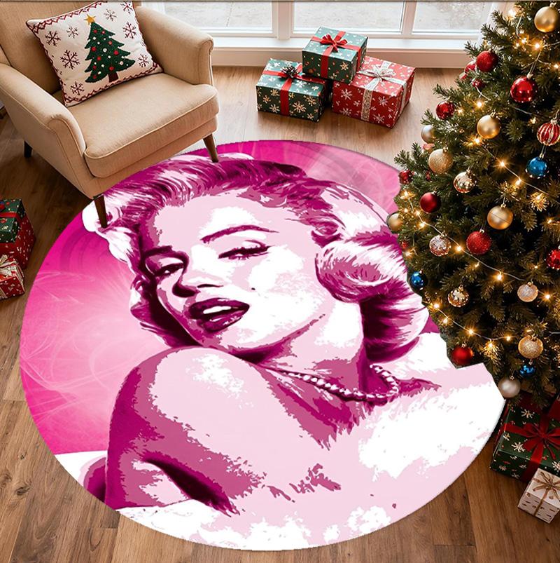 Marilyn Monroe Pattern Round Rug, Indoor/Outdoor Mat, for Picnic, Gameroom, Bedroom, Office, Living Room, Home Decor Carpet, Birthday Gift