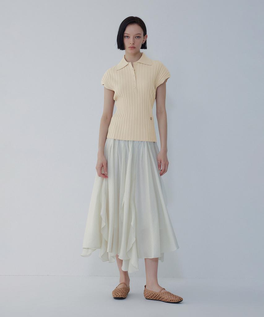 Bobeu Collared Neck Ribbed Knit Pullover_Beige 7156250004