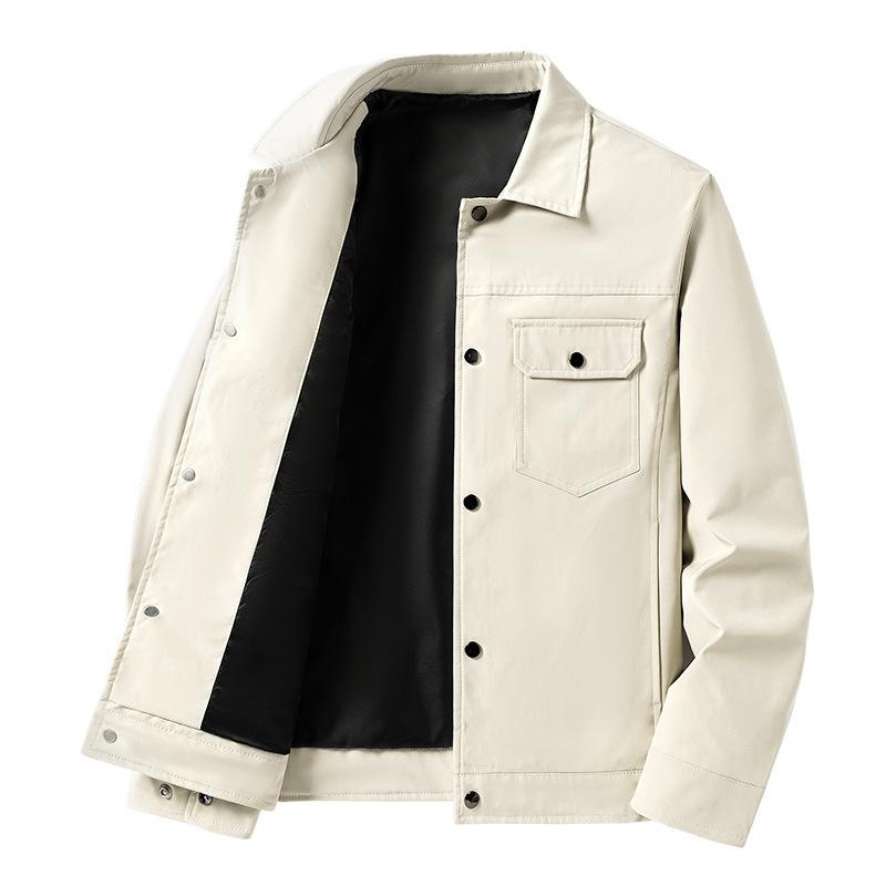 Spring and Autumn Men's Casual Slim Lapel Coat Button-Up Work Jacket Men