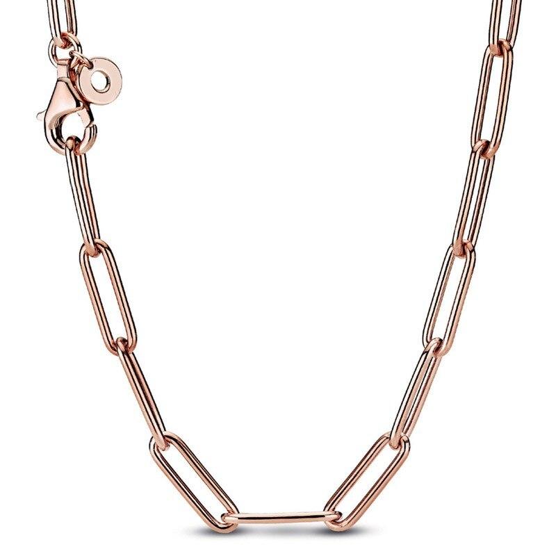 Authentic 925 Sterling Silver Me Link Snake Chain Pattern Circular Clasp Necklace For Women Bead Charm Diy Fashion Jewelry