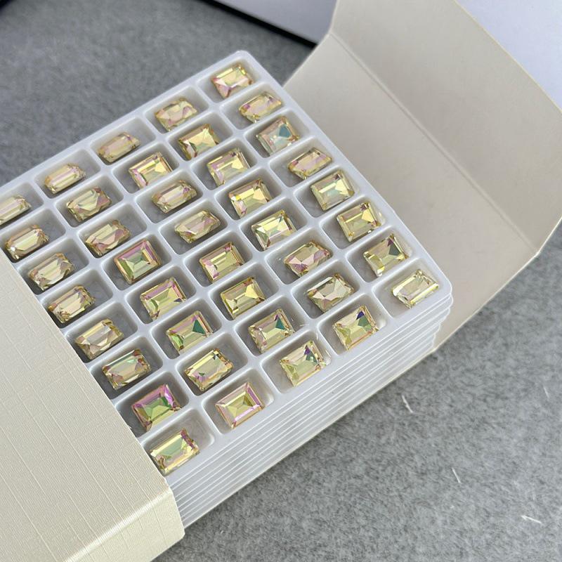 Mocha Light High-Quality K9 Rhinestones: Super Shiny 6x8mm Rectangle for Nail Art Jewelry