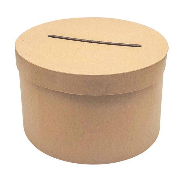 Urne - Kraft - Ronde - A décorer - Carton - 24,5x24,5x15cm