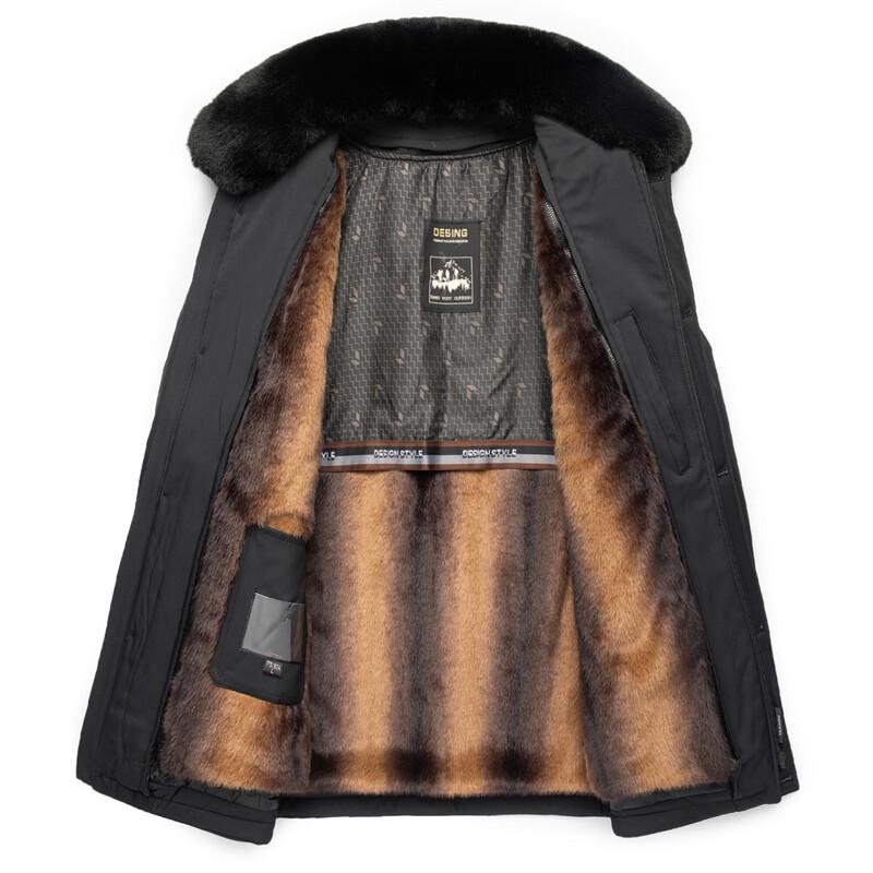 Hengyuanxiang Men's Winter Fur Collar Padded Jacket