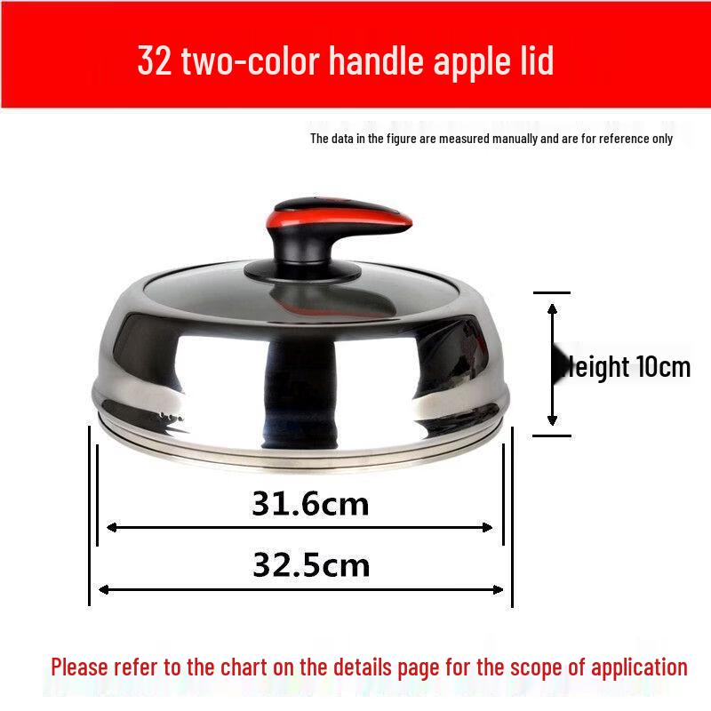 Xihuo 32cm Standable Stainless Steel Pot Lid with Visible Glass