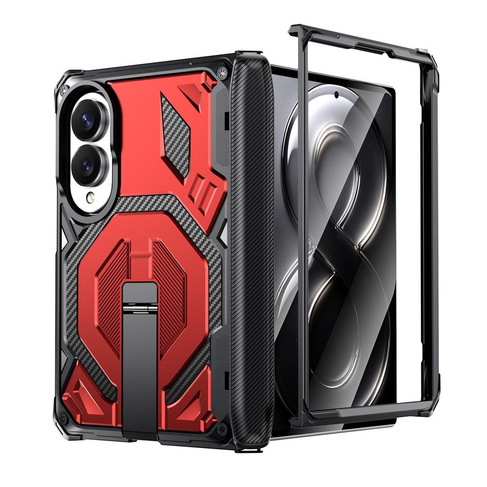 Armored Case for Samsung Galaxy Z Fold 8, with Stand and Hinge Cover, for MagSafe, Red