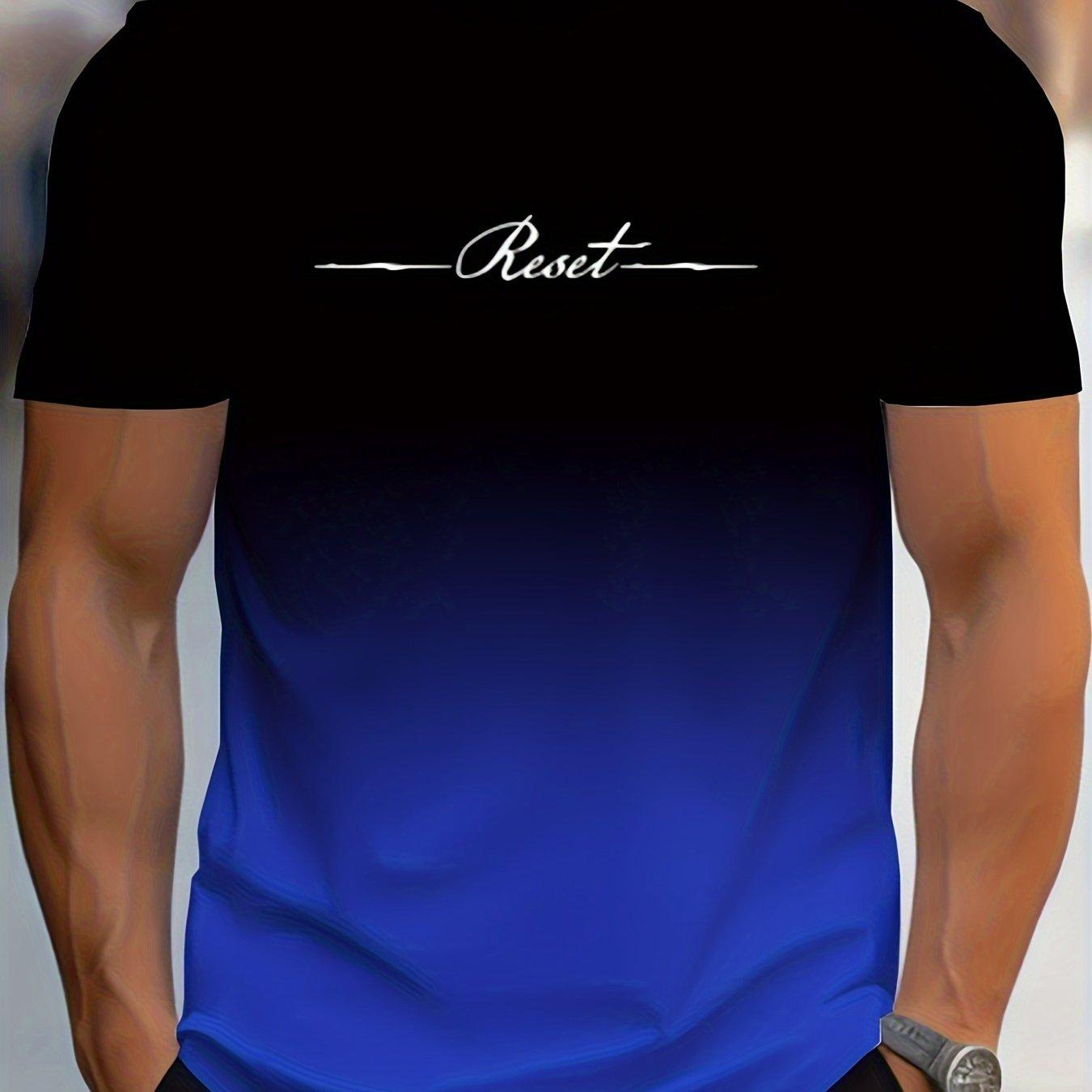 

Мужская футболка с принтом алфавита, градиентная, с коротким рукавом, с круглым вырезом, повседневная летняя футболка для ежедневной носки и для отдыха на курортах M