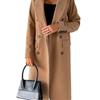 Women's Spring Set Versatile Woolen Coat Solid Color Long Sleeve Double breasted Insert Pocket