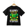 Unisex Tshirt St Patrick's Day Happy Clover Hat Birthday Black White