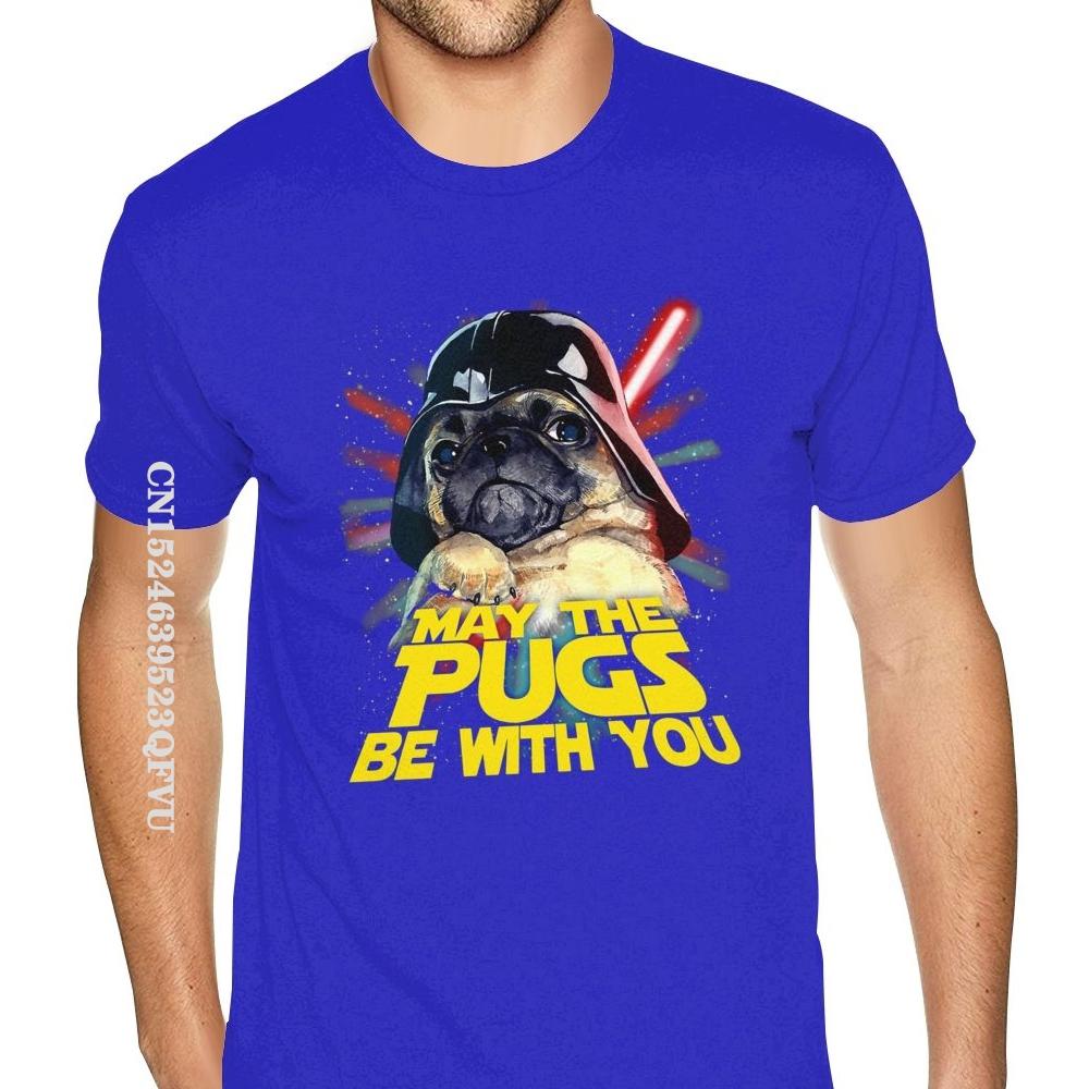 May The Pugs Be With You Tees Shirt Guys Oversized T-Shirt Men's Gothic Anime Tshirt Fashionable Brand Top Vintage Tee Shirt