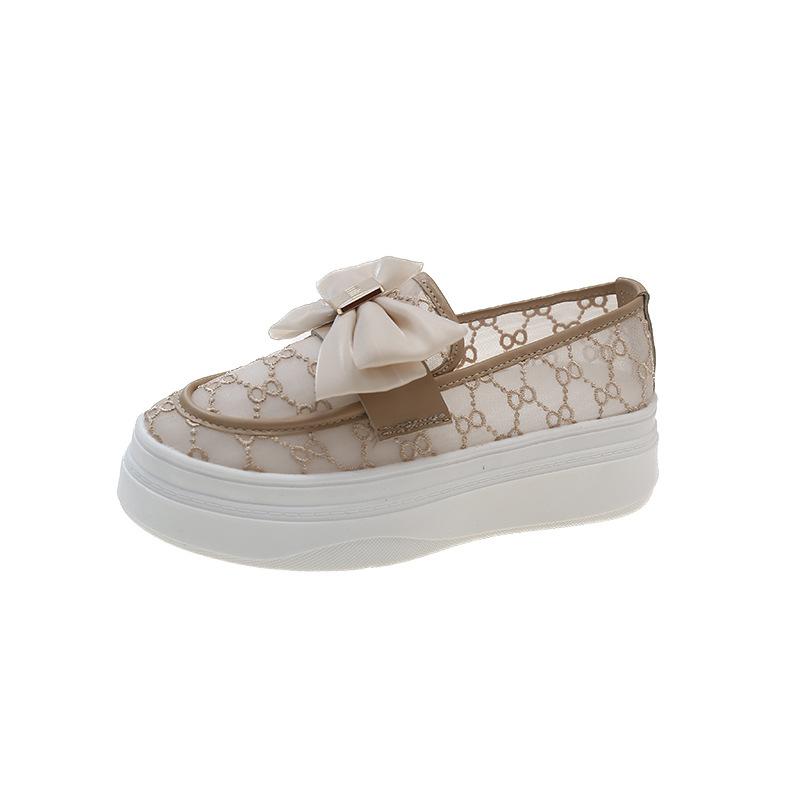 

New mesh breathable women s shoes spring and autumn casual shoes women s fashion bow one pedal lazy women s shoes 35 хакі