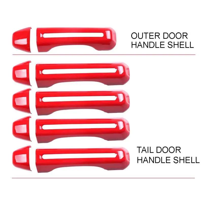5Pcs/Set Auto Outer Door Handle Cover Fit For Jeep Wrangler JL 2018-2024 Black Red Silver Car Accessories Door Handle Trim Shell