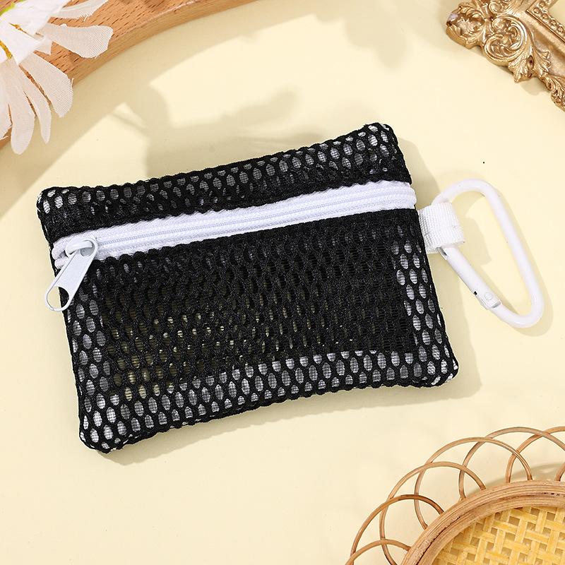 1pc Transparent Mesh Makeup Bag,Stylish Portable Cosmetic Pouch with Zipper,Flat Design for Toiletries and Makeup Storage