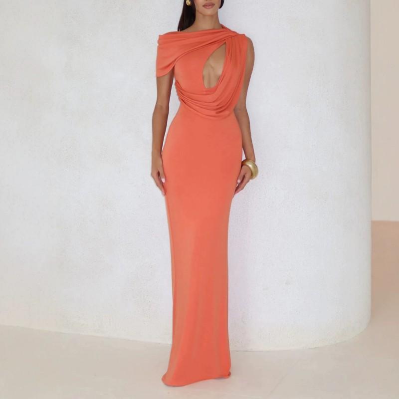 2026 Womens Sheer Cutout Sleeveless Bodycon Midi Dress Elegant Pure Temptation Style XS