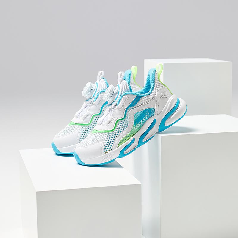 Anta Kids Trendy Versatile Lightweight Shock Absorbing Breathable Low Top Running Shoes Kids Sneakers White Green A12439974-3