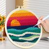 CHENISTORY DIY Punch Needle Stickerei-Sets Für Anfänger Strandlandschaft Stechstickerei Garnmalerei Kunst Heimdekoration Geschenk