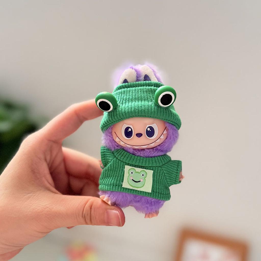 No DollPlush Doll Clothes for Mini Labubu 4.0 Bear Hat Love Sweater Set DIY Doll Accessories Gifts