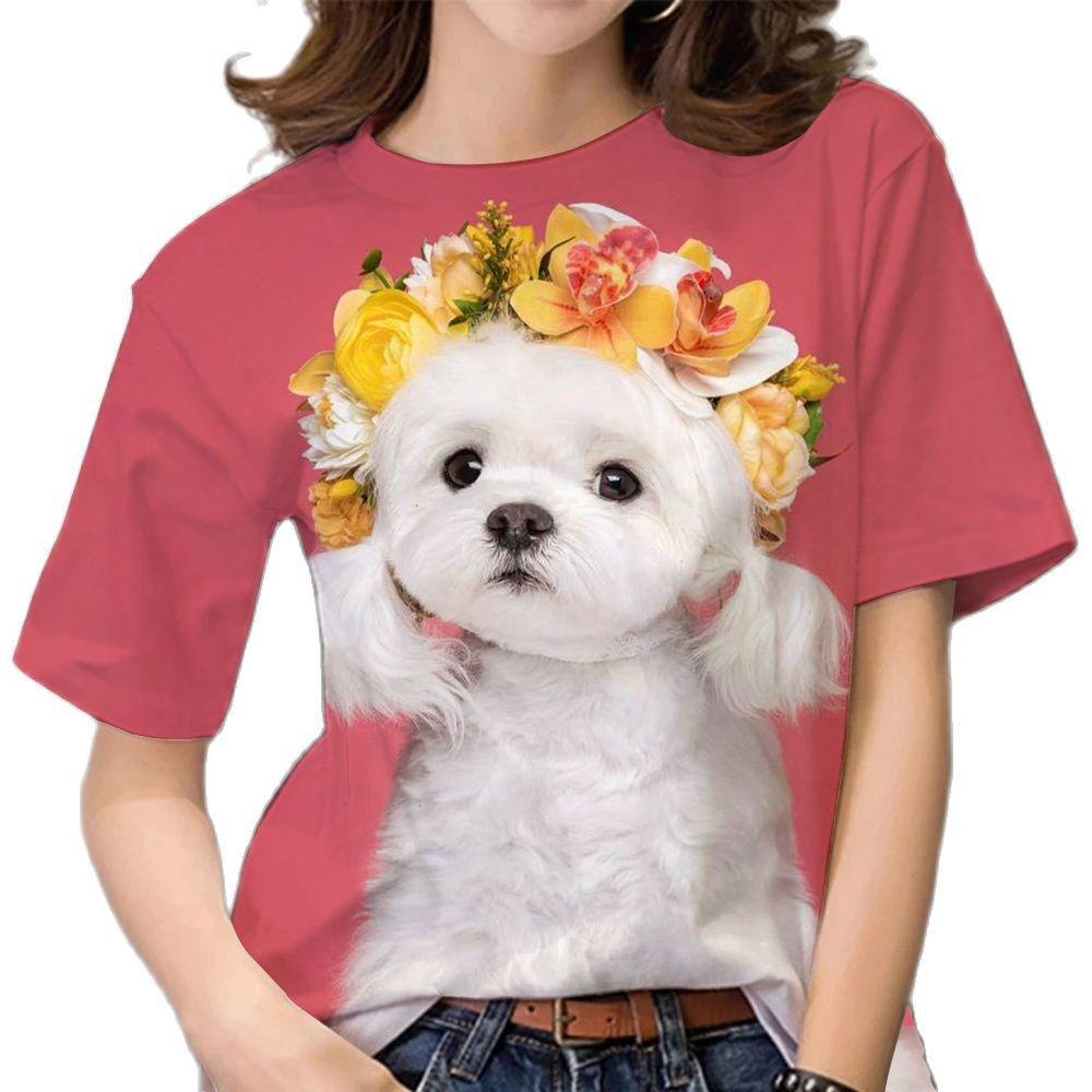 Women's T-shirt large size loose sports short sleeve new animal 3D printing