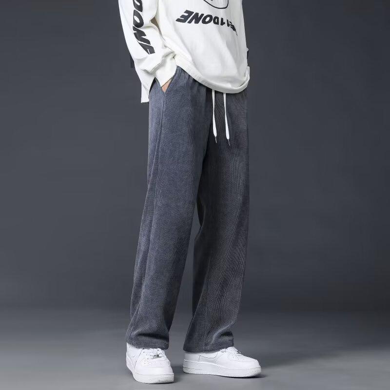 Pánské trendy manšestrové široké tepláky: Jarní/Podzimní Ležérní High-Street Styl