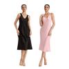 Women's long satin nightdress suspender skirt sexy V-neck sleeveless pajamas wide shoulder strap nightdress SQ11911
