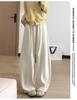 Women's Fleece-Lined Retro Scimitar Pants: Autumn/Winter 2025, High-Waisted Loose Chenille Wide-Leg with a Slimming Drape.