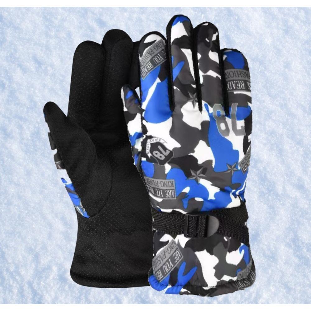 Ski gloves 78 autumn and winter warm gloves riding non-slip waterproof camouflage ski gloves velvet cotton gloves