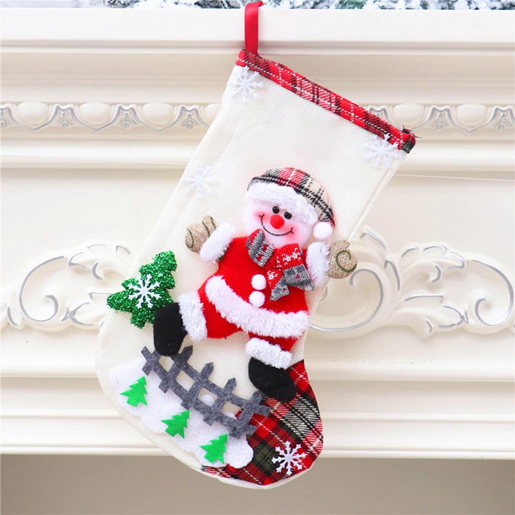 Christmas Stockings Xmas Ornament Christmas Sock 3D Pattern Santa Snowman Bear Hanging Xmas Tree Decoration Candy Gift Bags
