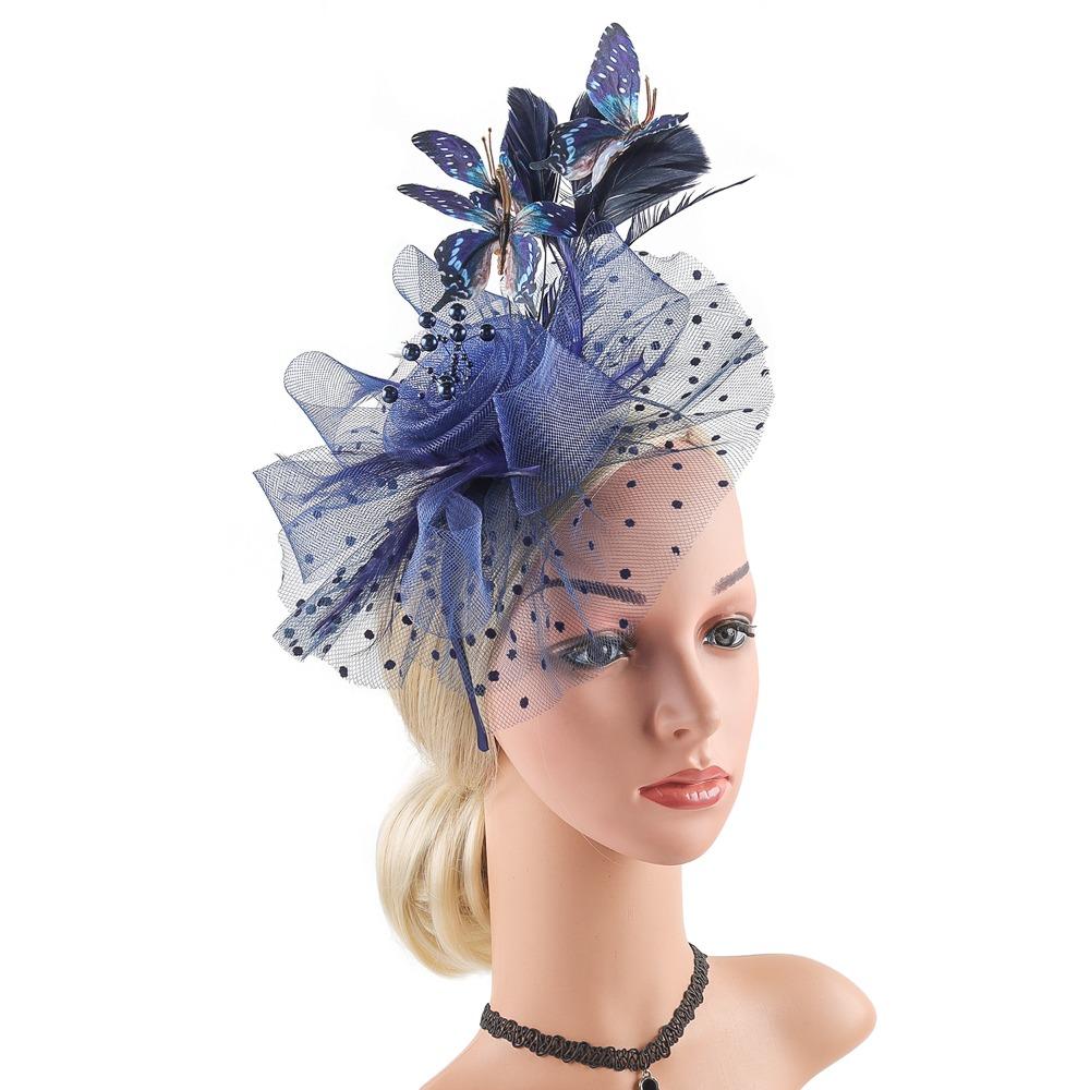 Tea Party Butterfly Derby Hat Classic 1920s Fascinator Bridal Wedding Headpiece for Women