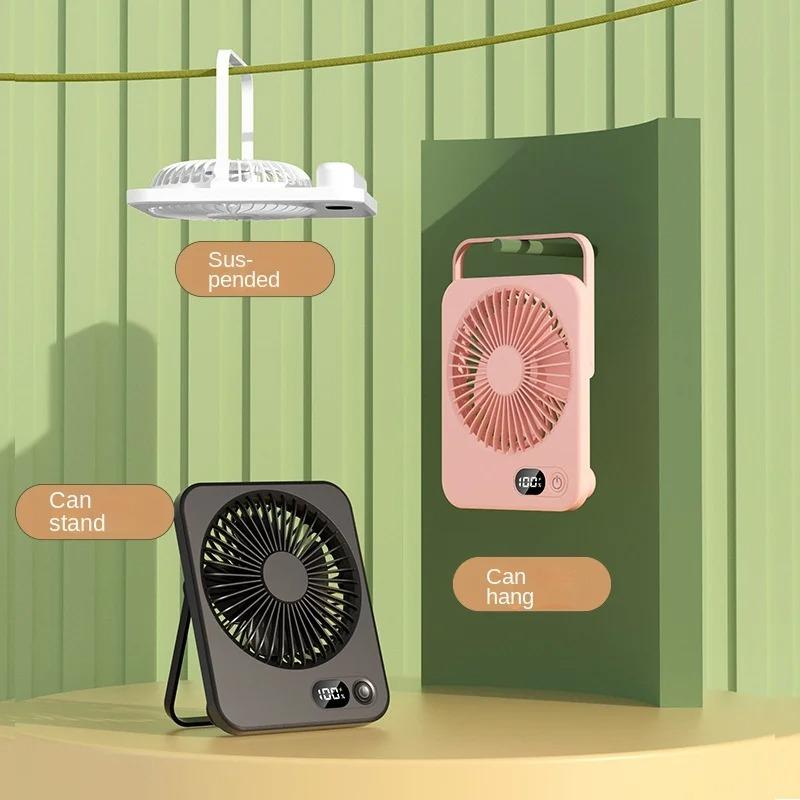 Portable Handheld Fan Mini Desktop Fan USB Rechargeable Mute Table Fan With Power Display Desktop Fan 5 Speeds Adjustment