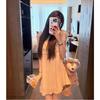 Lotus leaf edge slanted shoulder sleeveless dress women's summer new pure desire loose short skirt vacation style a word skirt