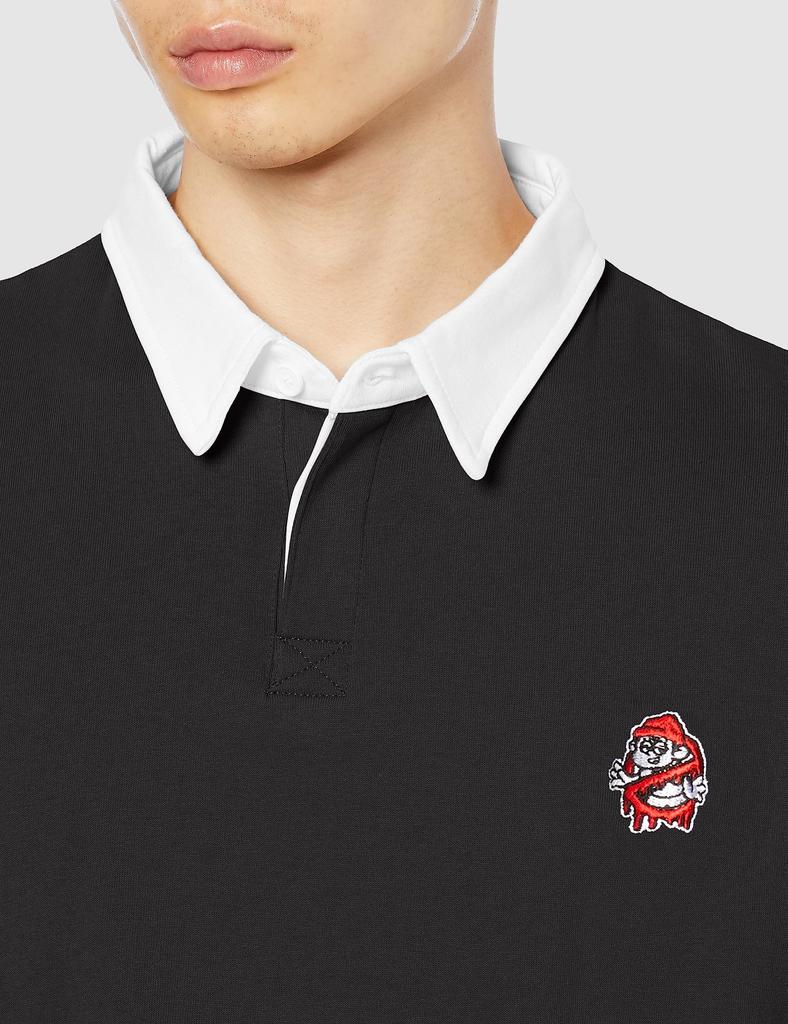 IMPROMES SIDEWAYSTANCE Ghostbusters Embroidered Short Sleeve Rugby Black Shirt, Men's,