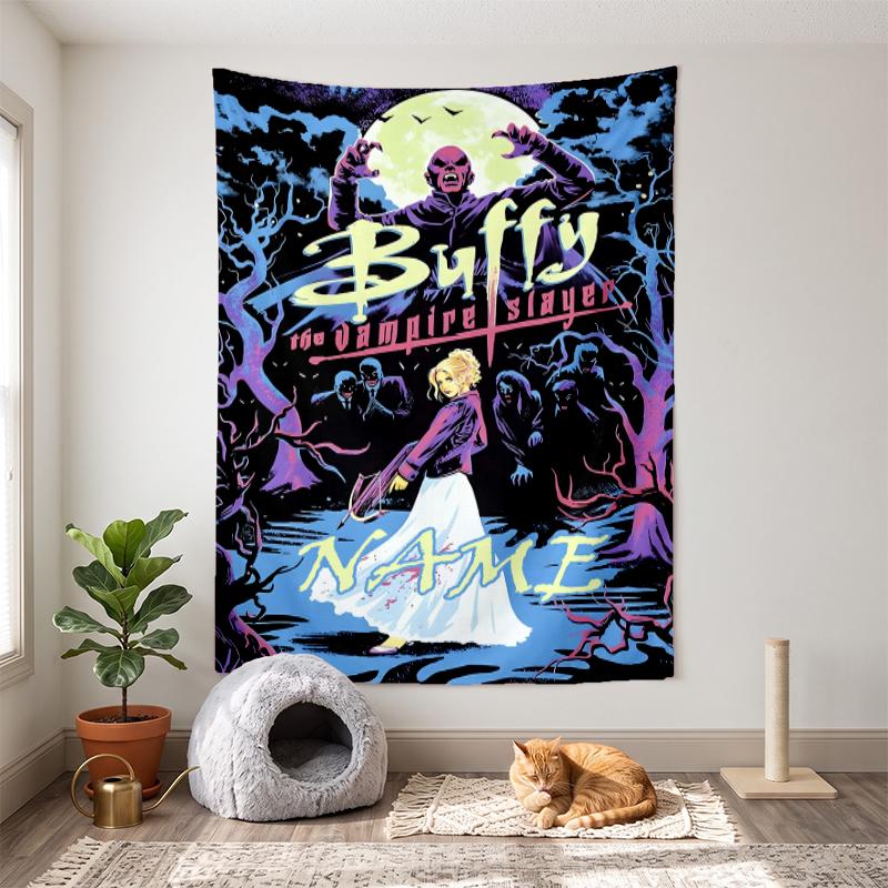 Buffy the Vampire Slayer (19) Customizable name decorative wall tapestry ideal choice for wall decor in bedrooms living rooms dorms and home