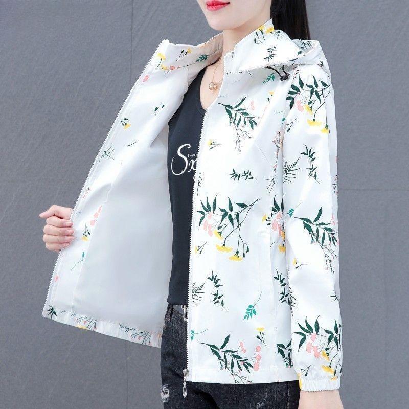 

Women Casual Jacket Spring Autumn Thin Fashion Print Simple Cardigan Outerwear Tops 4XL білий